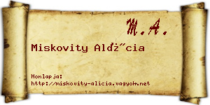 Miskovity Alícia névjegykártya